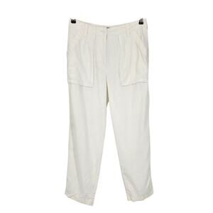 J. Crew Seaside White Cargo Linen-Lyocell Blend Women's Pants Size 6